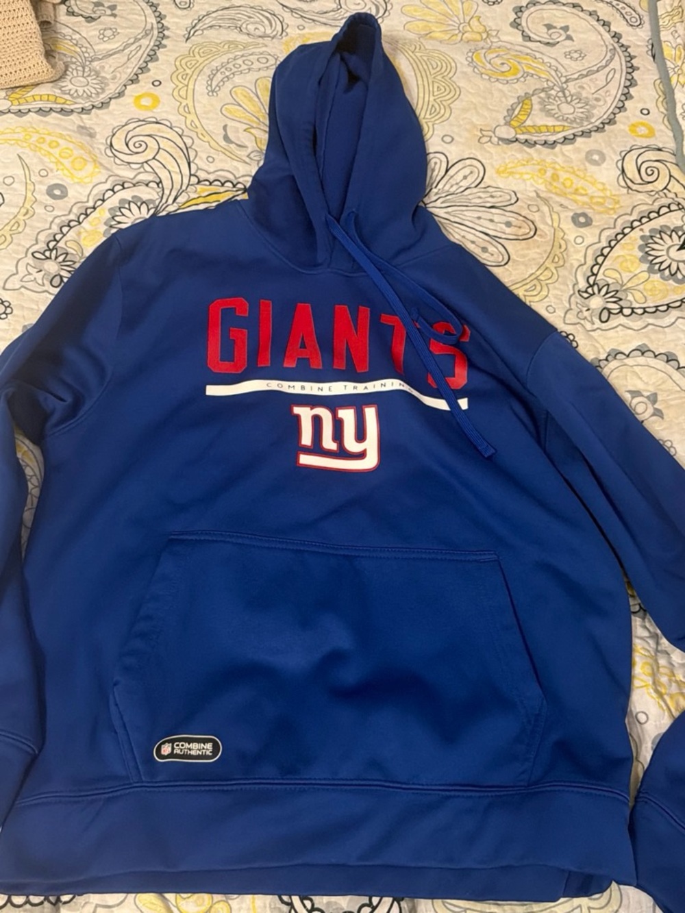 NFL New York Giants Royal Blue Pullover Hoodie with Red Logo